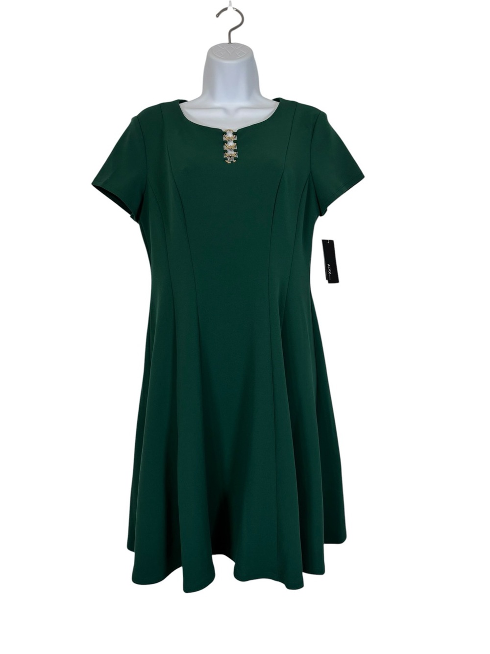 ALYX Green Fit & Flare Dress Sz8 NWT Gold Hardware Holiday Office Classic